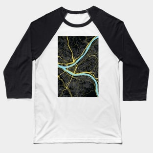 Pittsburgh City Road Map in Black and Gold Baseball T-Shirt